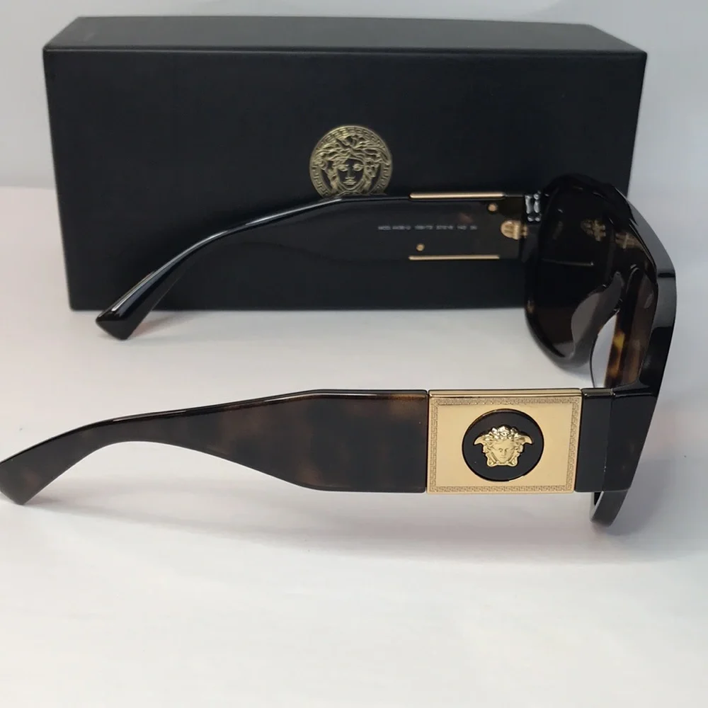 New Authentic- VERSACE Dark Brown Pilot Men's Sunglasses
